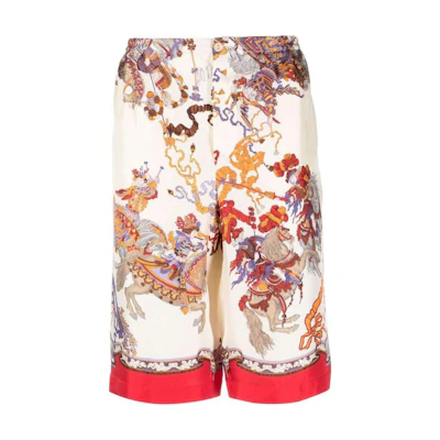 Gucci SS23 All-Over Pattern Straight-Leg Shorts Men in Ivory White 672698-ZAKU1-9376