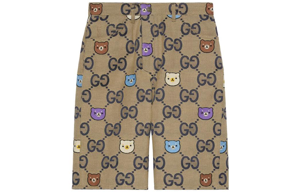 Gucci SS23 All-Over Print Mid-Rise Casual Shorts Khaki 737640-XDCFG-4759