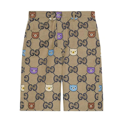 Gucci SS23 All-Over Print Mid-Rise Casual Shorts Khaki 737640-XDCFG-4759