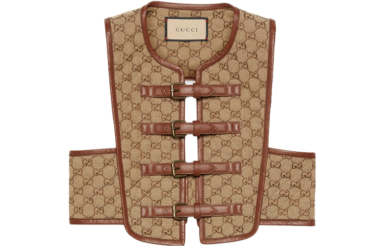 Gucci SS23 Aria Quilted Logo Khaki Casual Vest 672228-Z8AQQ-2275
