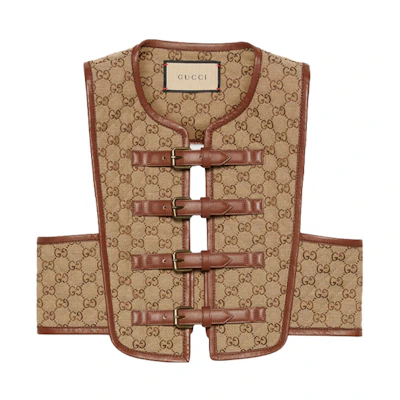 Gucci SS23 Aria Quilted Logo Khaki Casual Vest 672228-Z8AQQ-2275