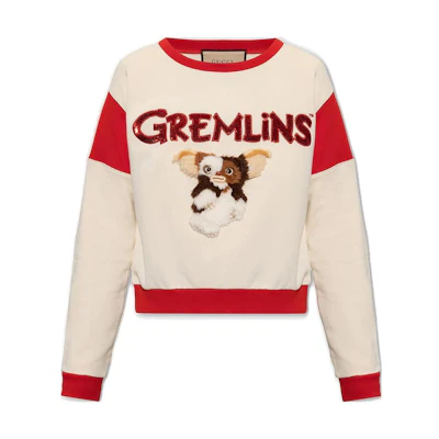 Gucci SS23 Beige Cartoon Logo Appliqué Crewneck Sweatshirt 740032-XJFEH-9150