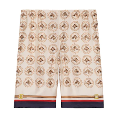 Gucci SS23 Beige Logo Printed Contrast Line Shorts 672698-ZANKL-9130