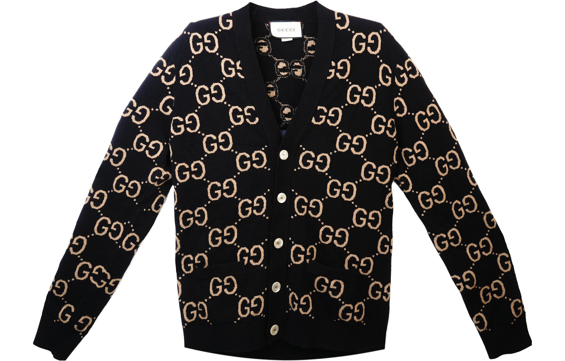 Gucci SS23 Black Letter Print V-neck Loose Fit Cardigan Sweater 694758-XKCC5-1440