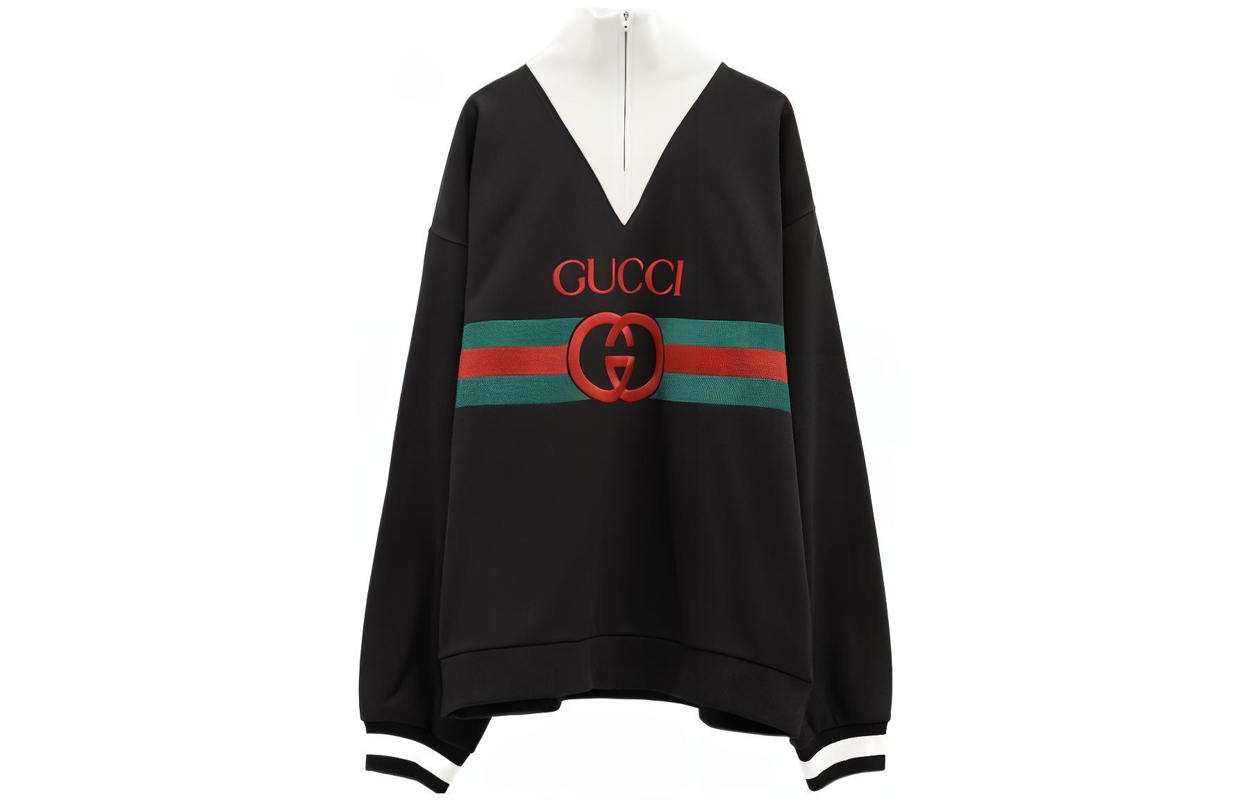 Gucci SS23 Black Logo Lettering High-Neck Long-Sleeve Sweatshirt 727929-XJE84-1283