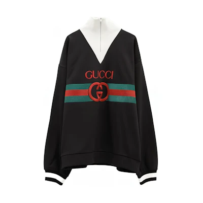 Gucci SS23 Black Logo Lettering High-Neck Long-Sleeve Sweatshirt 727929-XJE84-1283