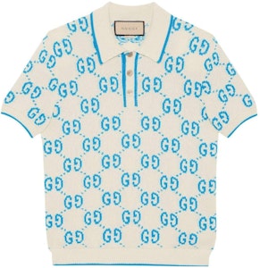 Gucci SS23 Baju Polo Rajut Logo Biru Putih Seluruh Badan 741962-XKC6B-9028 Buy Gucci SS23 Baju Polo Rajut Logo Biru Putih Seluruh Badan 741962-XKC6B-9028