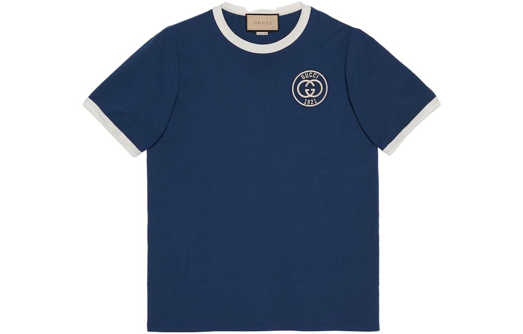 Gucci SS23 Blue Crewneck T-Shirt with Letter Embroidery 727694-XJFV8-4030