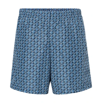 Gucci SS23 Blue Elastic Waist Patterned Straight-Leg Shorts 742958-XHAH9-4734