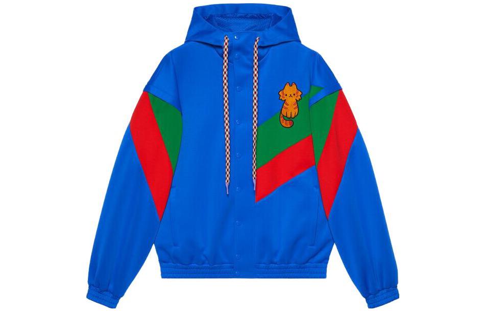 Gucci SS23 Blue Jacket with Animal Embroidery and Detachable Sleeves 736089-XJFCF-4617