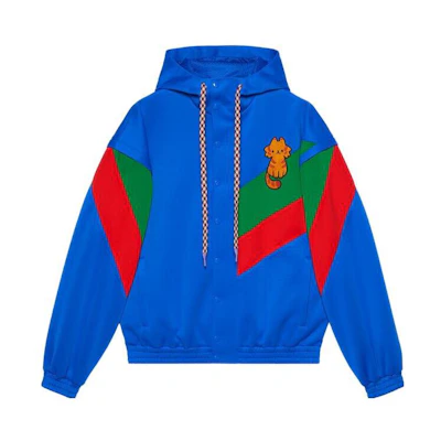 Gucci SS23 Blue Jacket with Animal Embroidery and Detachable Sleeves 736089-XJFCF-4617