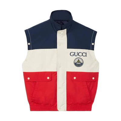 Gucci SS23 Blue Letter Print Single-Breasted Stand Collar Jacket for Men 739748-ZANFS-4020