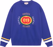 Gucci SS23 Blue Pullover Sweatshirt with Logo Stripe Print 747809-XJFL8-4120 Gucci SS23 Blue Pullover Sweatshirt with Logo Stripe Print 747809-XJFL8-4120