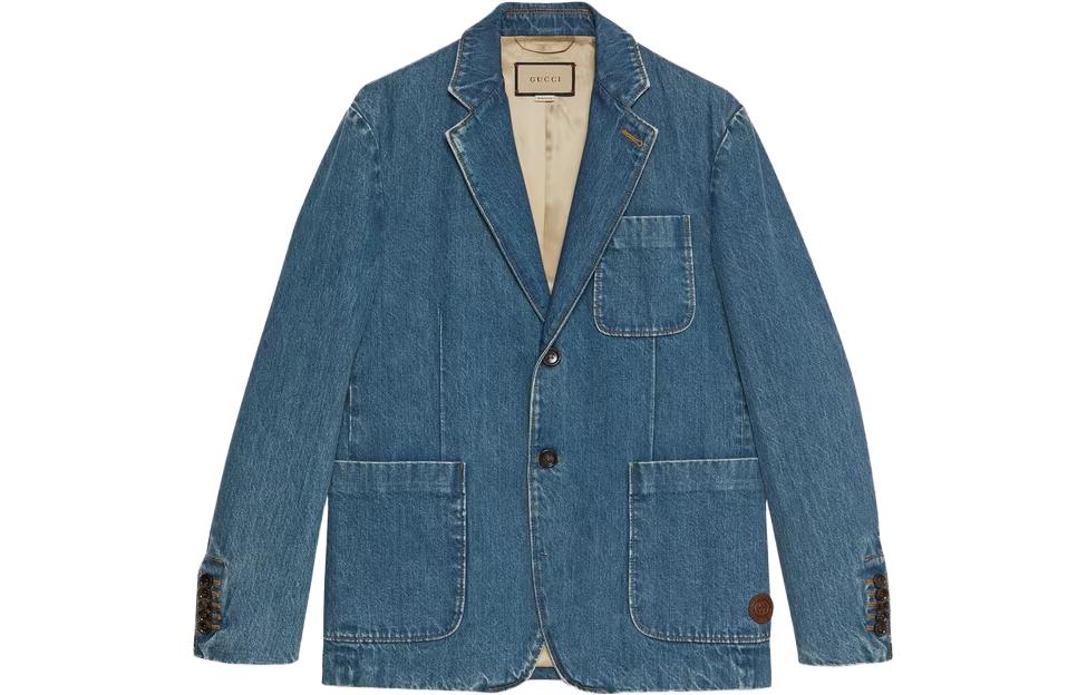 Gucci SS23 Blue Solid Casual Button-Down Denim Jacket 731517-XDCEC-4011