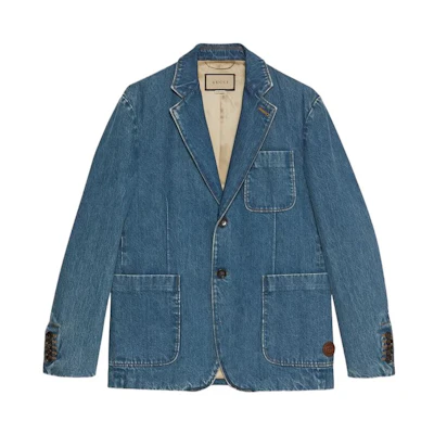 Gucci SS23 Blue Solid Casual Button-Down Denim Jacket 731517-XDCEC-4011
