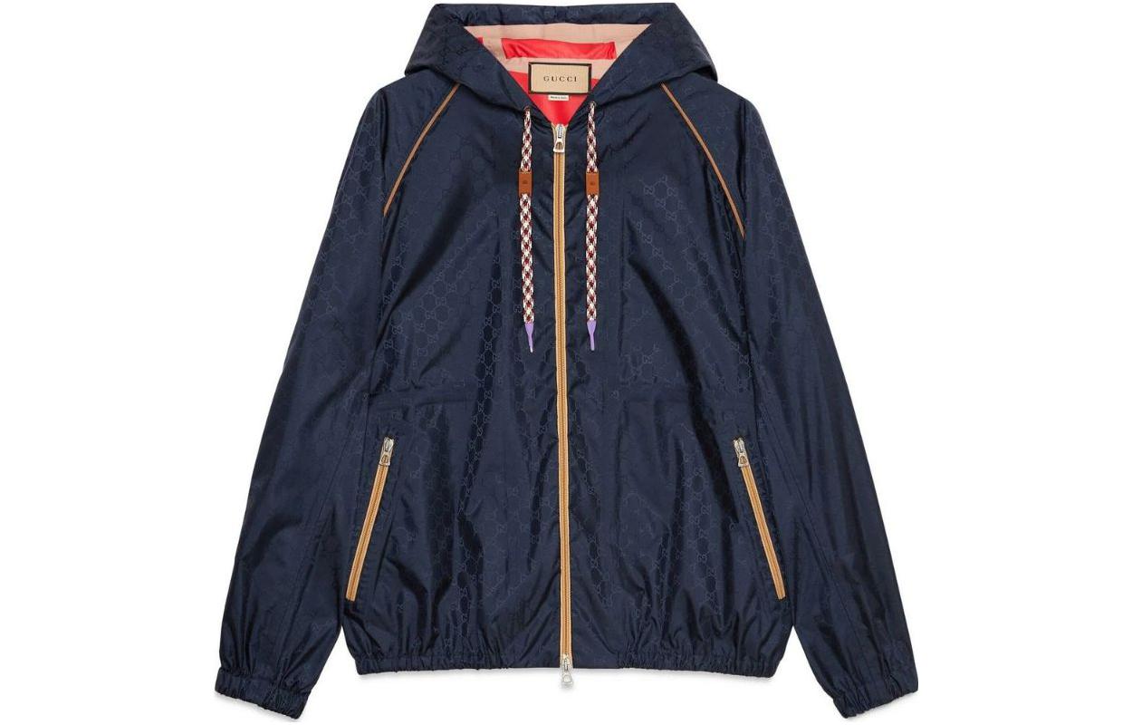 Gucci SS23 Blue Solid Logo Print Hoodie Jacket 722514-Z8BAJ-4240