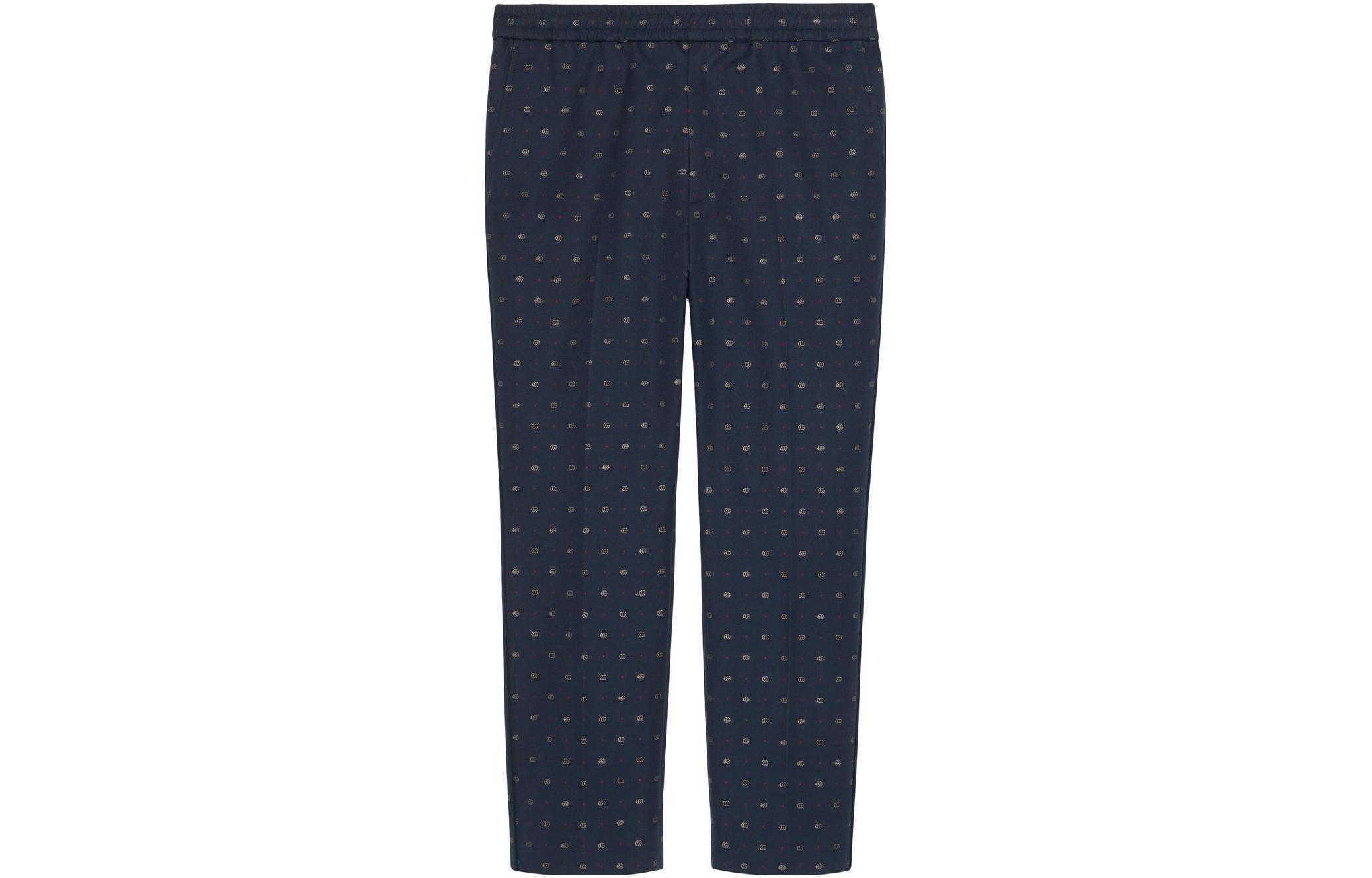 Gucci SS23 Blue Straight Casual Pants with Logo Embroidery 694596-ZAIT8-4893