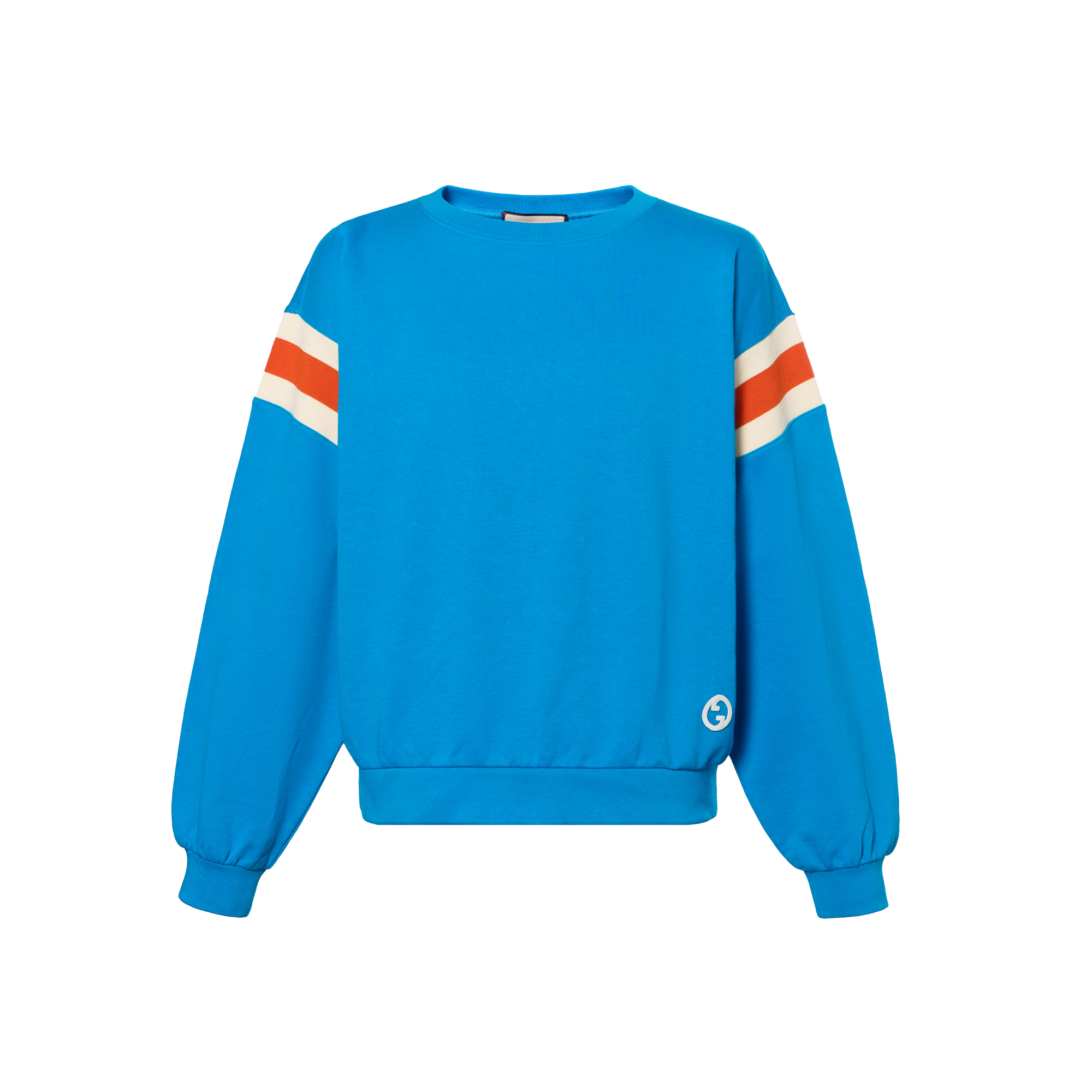 Gucci SS23 Blue Striped Crewneck Pullover Sweatshirt for Men 756653-XJFWE-4371