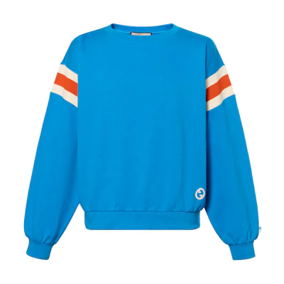 Gucci SS23 Blue Striped Crewneck Pullover Sweatshirt for Men 756653-XJFWE-4371