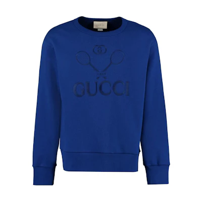 Gucci SS23 Blue Sweatshirt with Logo Embroidery 475532-XJBCQ-4256