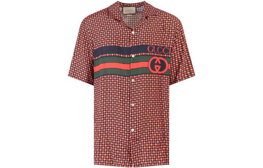 Gucci SS23 Brown Short Sleeve Logo Print Shirt for Men 731961-ZAL6I-4956