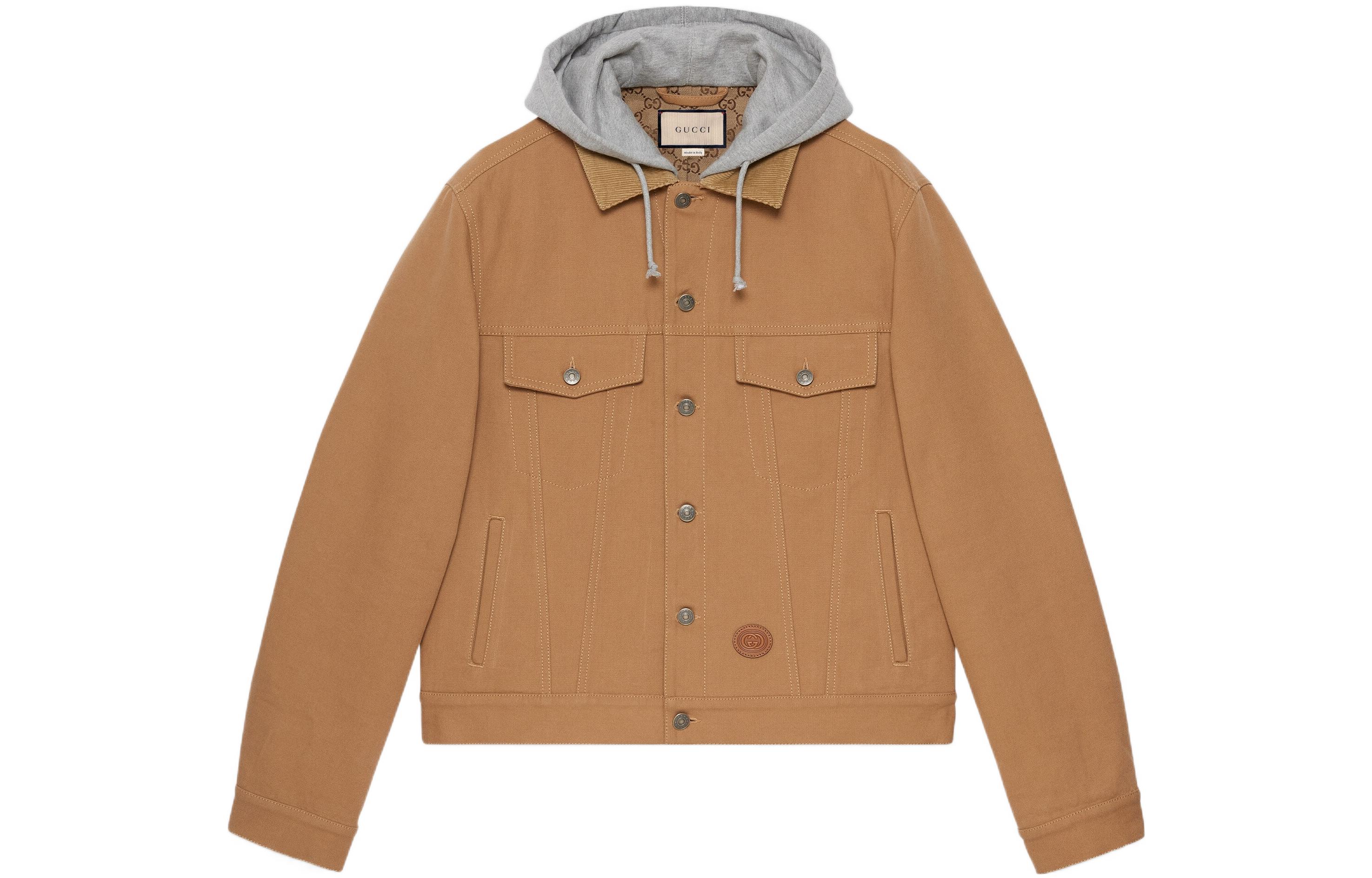 Gucci SS23 Brown Solid Hooded Denim Jacket 713883-XDCDC-7346