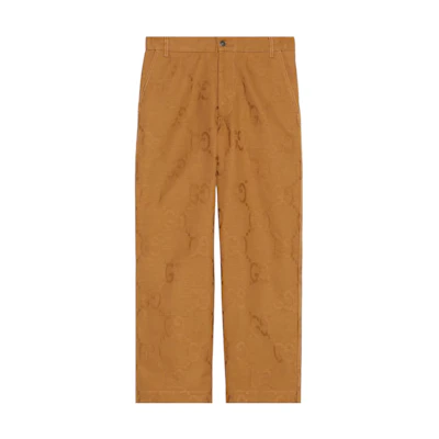 Gucci SS23 Brown Straight-Leg Jacquard Logo Casual Pants 717833-XDCDF-2637