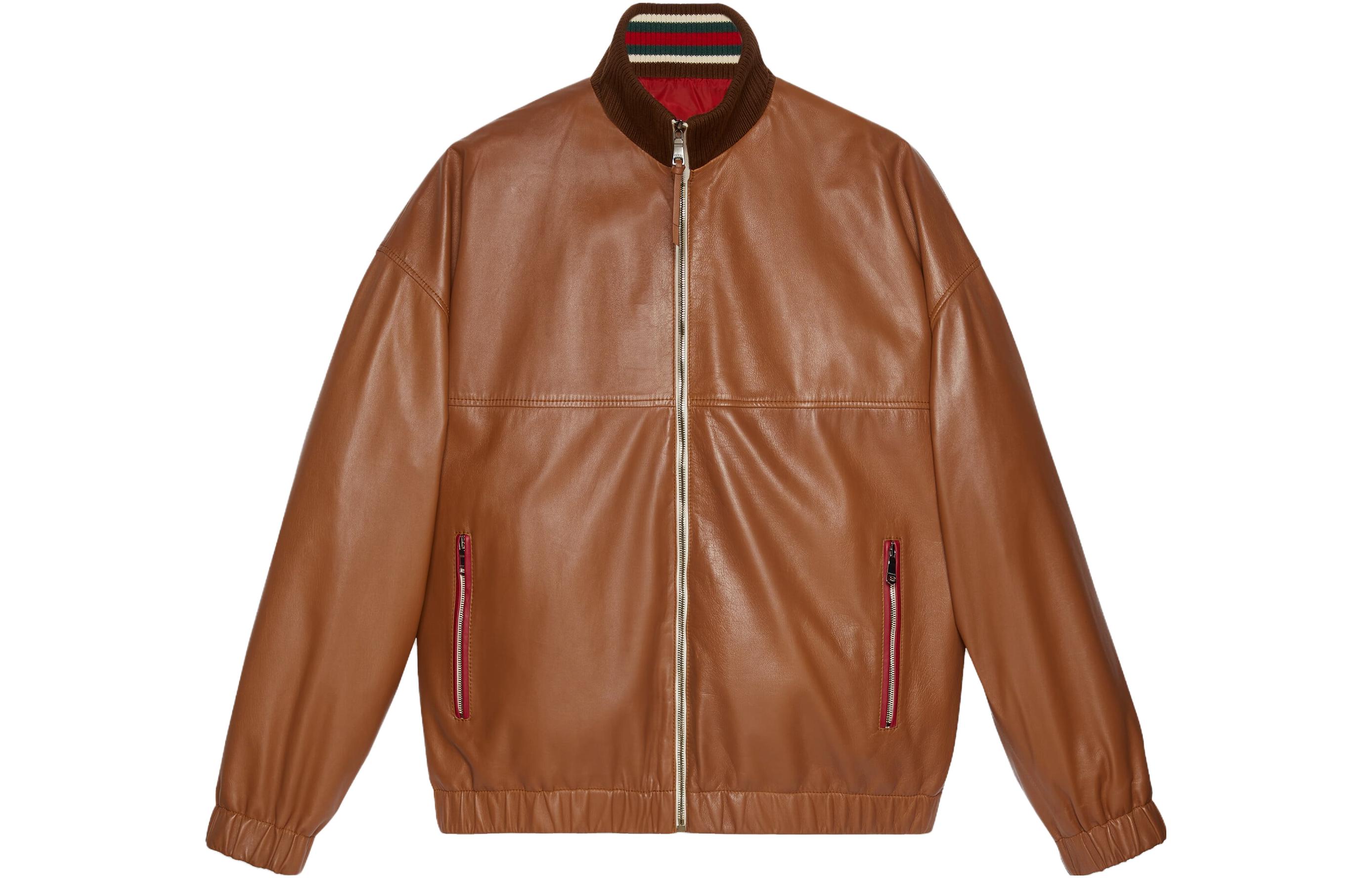 Gucci SS23 Brown Zip-Up Jacket with Stand Collar 741435-XNAWY-2487