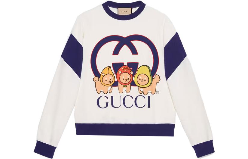 Gucci SS23 Cartoon Logo Print White Long-Sleeve Sweatshirt 735948-XJFCB-9088