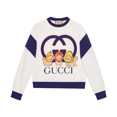 Gucci SS23 Cartoon Logo Print White Long-Sleeve Sweatshirt 735948-XJFCB-9088