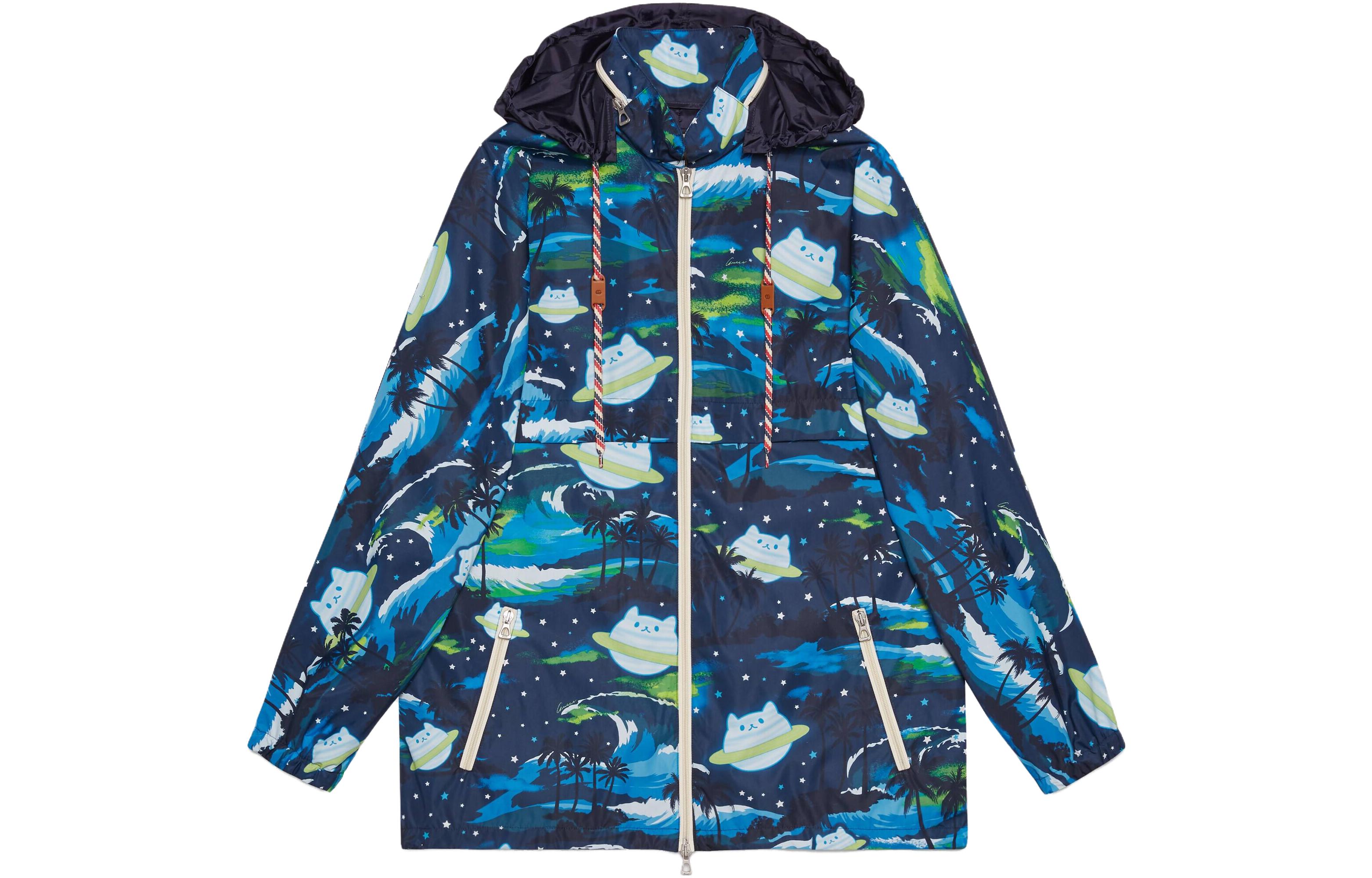 Gucci SS23 Cartoon Print Blue Hooded Zip Jacket Edition 696571-Z8A01-4617