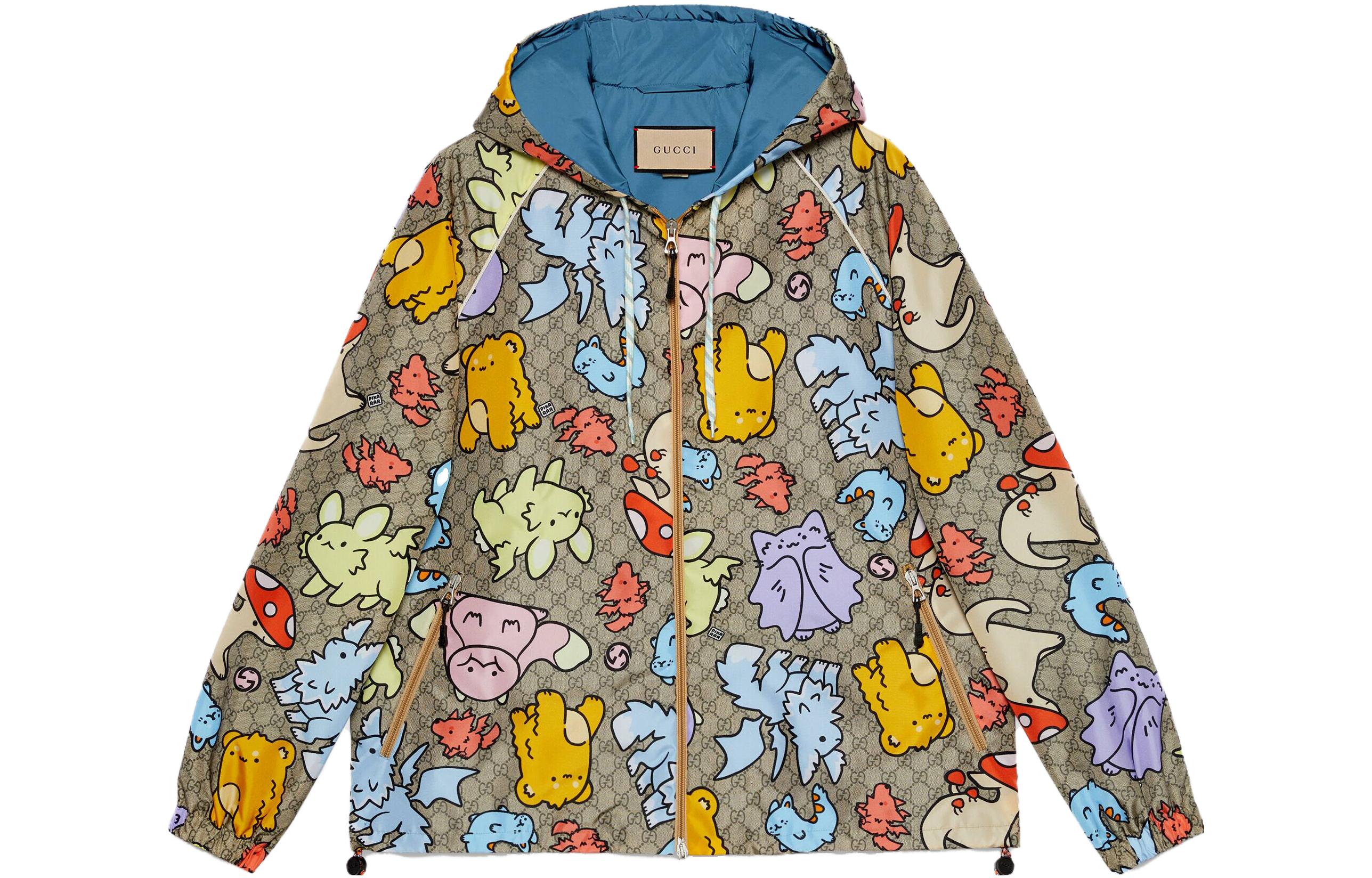 Gucci SS23 Cartoon Print Hooded Zip Jacket Brown Menswear 735440-ZAMFN-9233