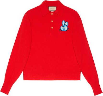 Gucci SS23 Chinese New Year Red Rabbit Cartoon Print Long Sleeve Polo 725691-XKCXA-6361 Buy Gucci SS23 Chinese New Year Red Rabbit Cartoon Print Long Sleeve Polo 725691-XKCXA-6361