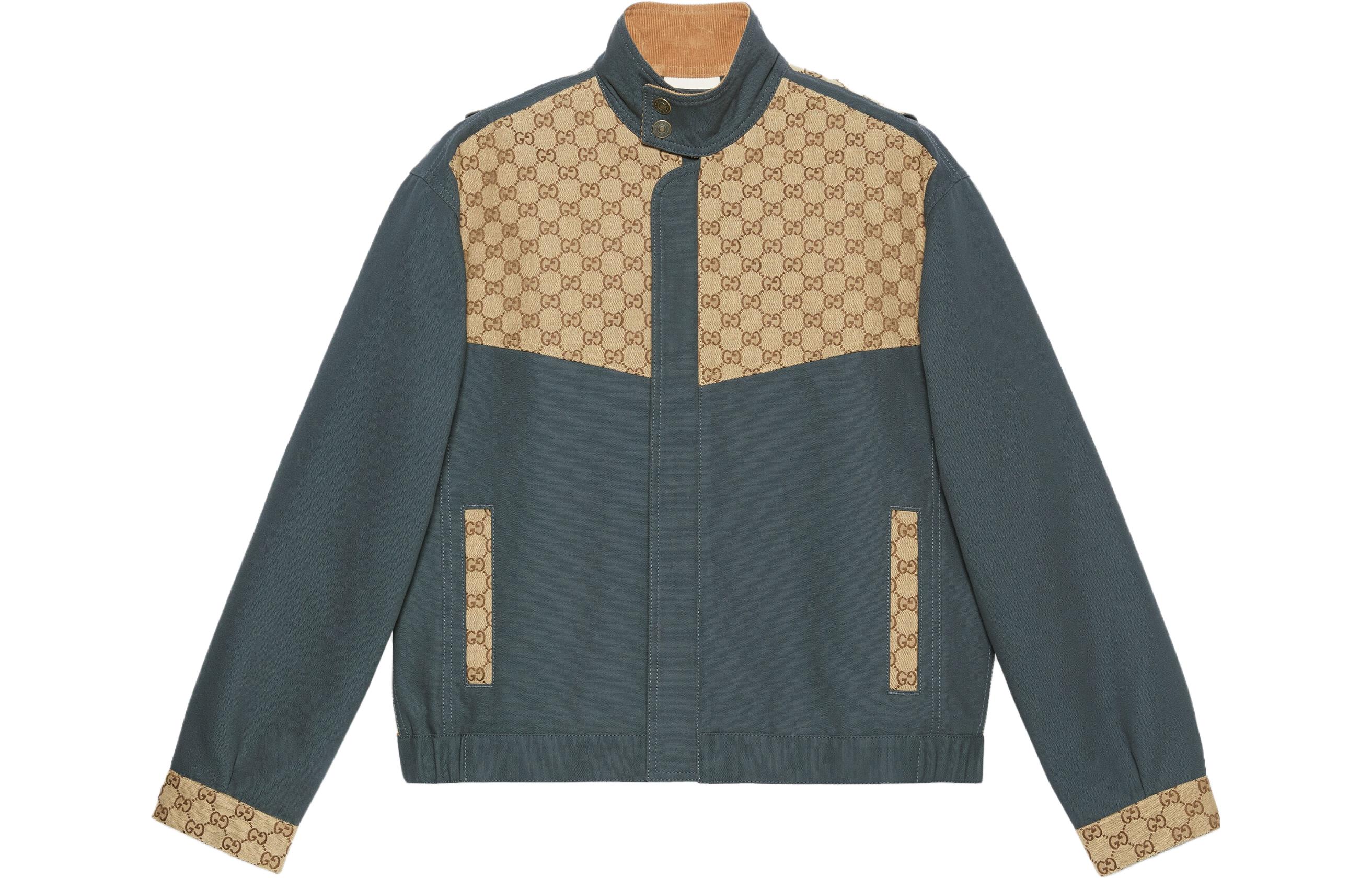 Gucci SS23 Color-Block Logo Print Stand Collar Jacket Deep Gray 742855-XDCEY-1168