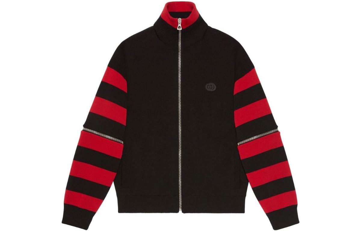Gucci SS23 Colorblock Striped Bomber Jacket Unisex Black Red 731013-XKCV0-1125