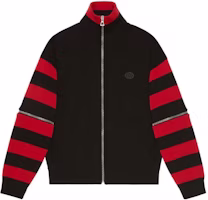 Gucci SS23 Colorblock Striped Bomber Jacket Unisex Black Red 731013-XKCV0-1125 Gucci SS23 Colorblock Striped Bomber Jacket Unisex Black Red 731013-XKCV0-1125