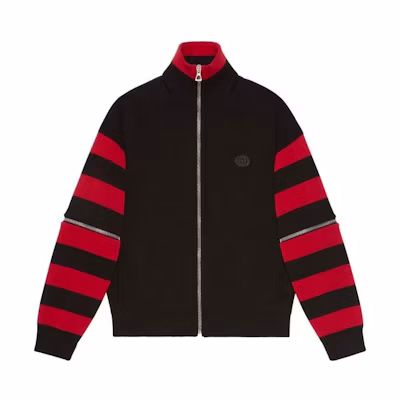 Gucci SS23 Colorblock Striped Bomber Jacket Unisex Black Red 731013-XKCV0-1125