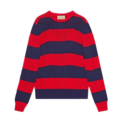 Gucci SS23 Colorblock Striped Crewneck Sweater Red 729536-XKC0T-4668