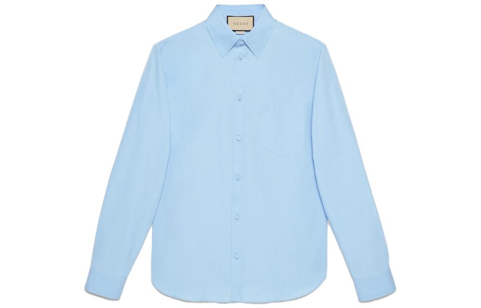 Gucci SS23 Cosmogonie Logo Embroidered Long Sleeve Shirt Light Blue (Men) 703396-ZAMAZ-4910