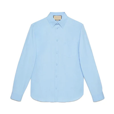 Gucci SS23 Cosmogonie Logo Embroidered Long Sleeve Shirt Light Blue (Men) 703396-ZAMAZ-4910