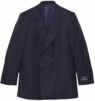 Gucci SS23 Deep Blue Striped Wool Suit Jacket with Horsebit Detailing 720687-ZAITQ-4557 Gucci SS23 Deep Blue Striped Wool Suit Jacket with Horsebit Detailing 720687-ZAITQ-4557