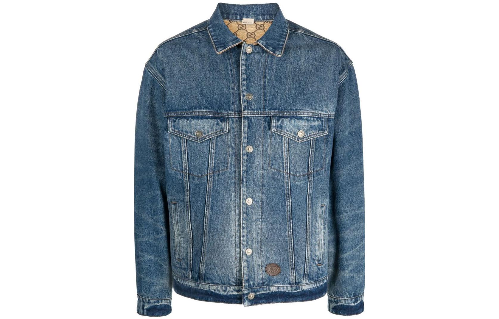 Gucci SS23 Distressed Logo Denim Jacket Blue 730030-XDCC3-4447