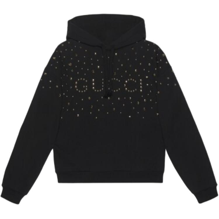 GUCCI SS23 Exquisite Logo Print Fleece Knit Long Sleeve Sweatshirt Black . 700120XJEXE