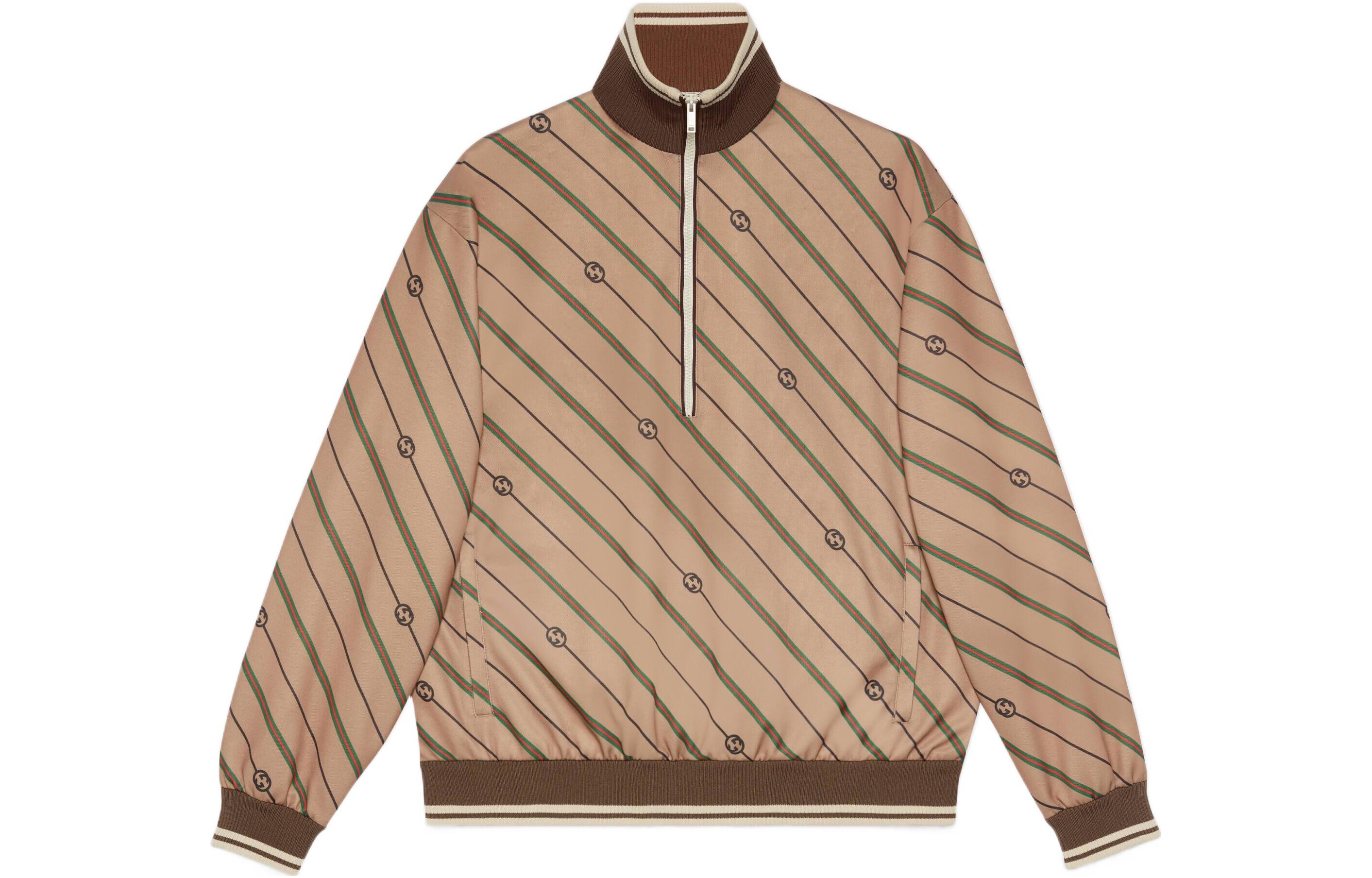 Gucci SS23 GG Stripe Knit Half-Zip Jacket Brown 716810-XJEUW-2397