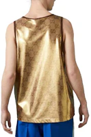 Shop GUCCI SS23 Gold Logo Pattern Stretch Knit Pullover Vest Men 740121-XJFE0-2486
