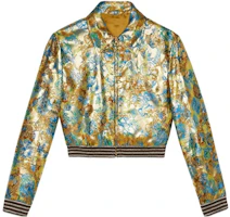 Gucci SS23 Gold Patterned Jacquard Zip-Up Jacket 685816-ZAJQM-7016 Gucci SS23 Gold Patterned Jacquard Zip-Up Jacket 685816-ZAJQM-7016