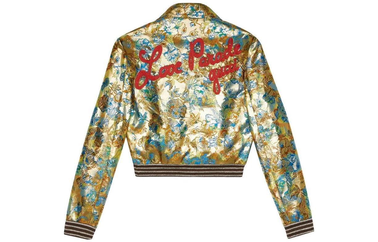 Lookbook Gucci SS23 Jaket Zip-Up Jacquard Berpola Emas 685816-ZAJQM-7016