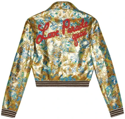 Gucci SS23 Jaket Zip-Up Jacquard Berpola Emas 685816-ZAJQM-7016 Lookbook Gucci SS23 Jaket Zip-Up Jacquard Berpola Emas 685816-ZAJQM-7016