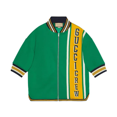 Gucci SS23 Green Letter Print Color-Block Short Sleeve Jacket 733519-XJFAG-3229