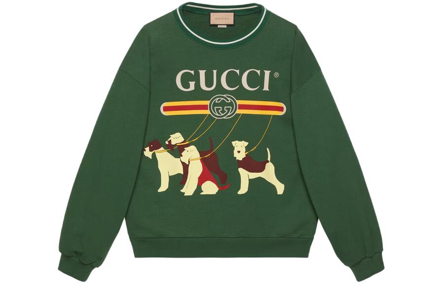Gucci SS23 Green Logo Animal Graphic Print Crewneck Sweatshirt 715919-XJFF2-3135